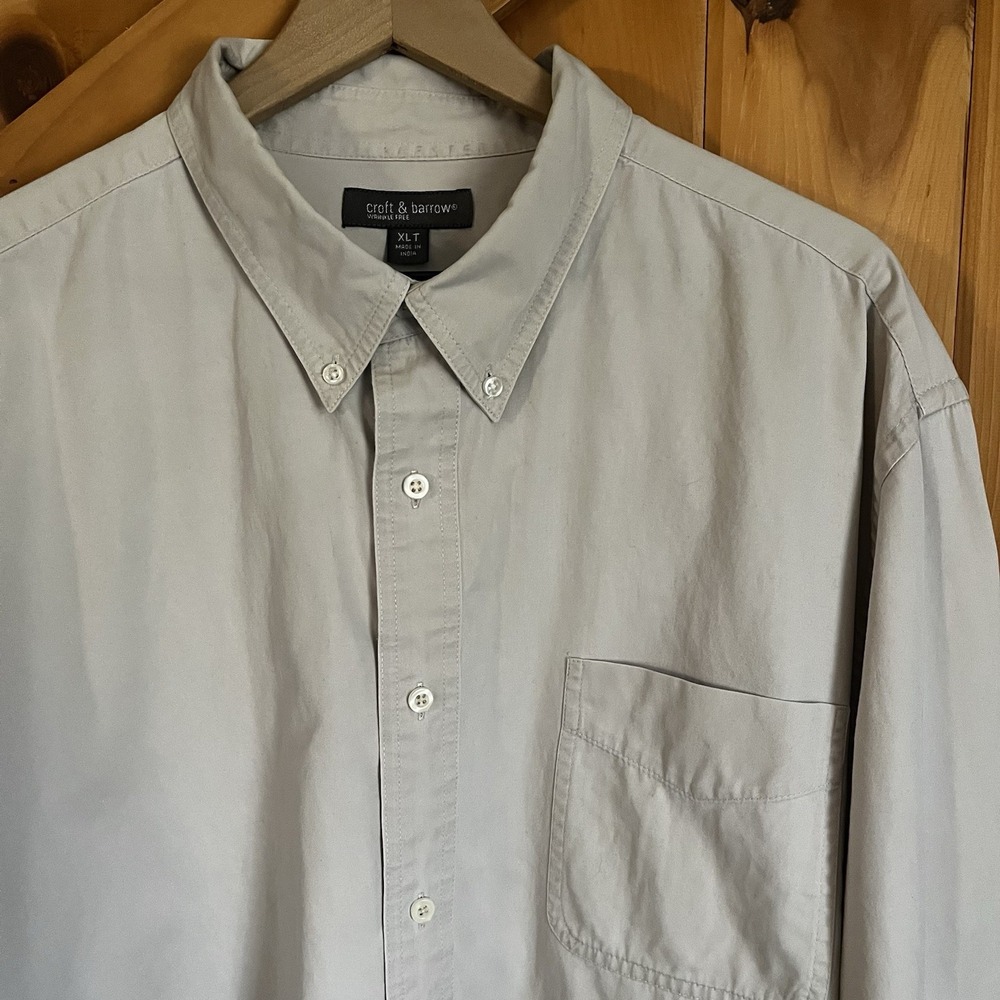 Croft &‎ Barrow Men's XLT Beige Long Sleeve Button Down Shirt 100% Cotton